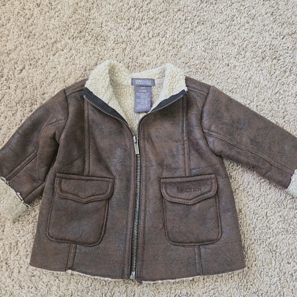 Kenneth Cole Reaction Kids Brown Jacket with Cream Lining